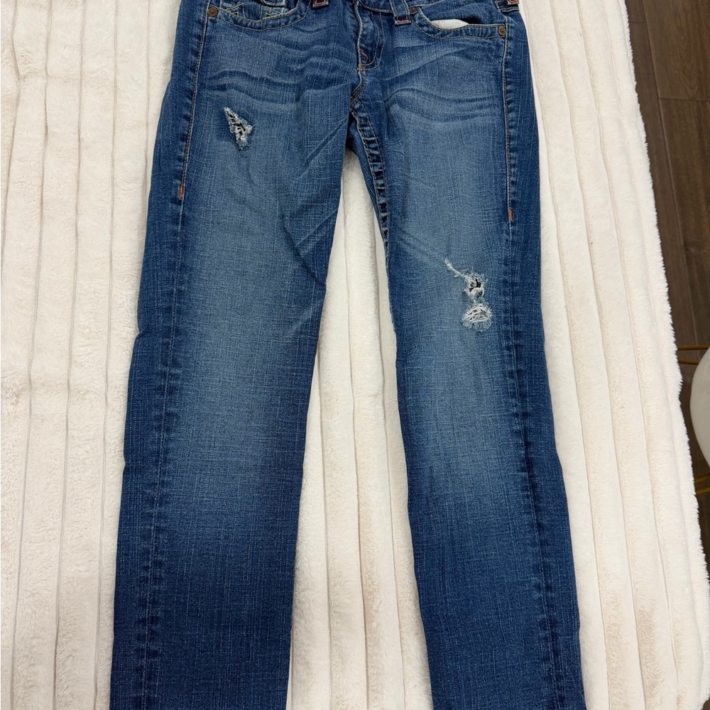 True Religion Blue Distressed Women Jeans